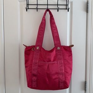 Fuchsia Pink Satin Large Tote